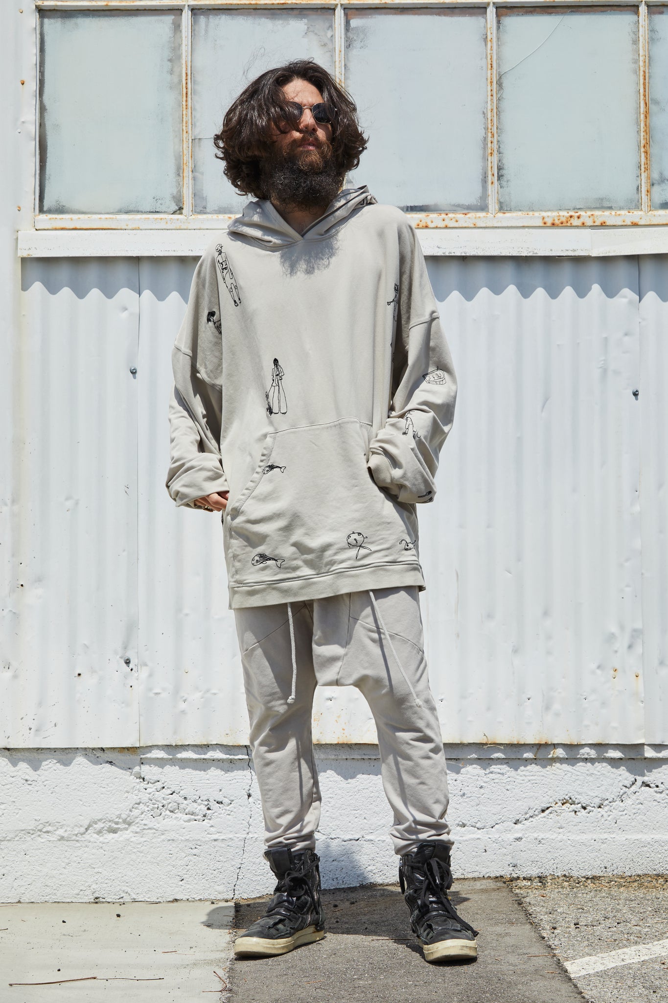 Embroidery Hoodie- Sand
