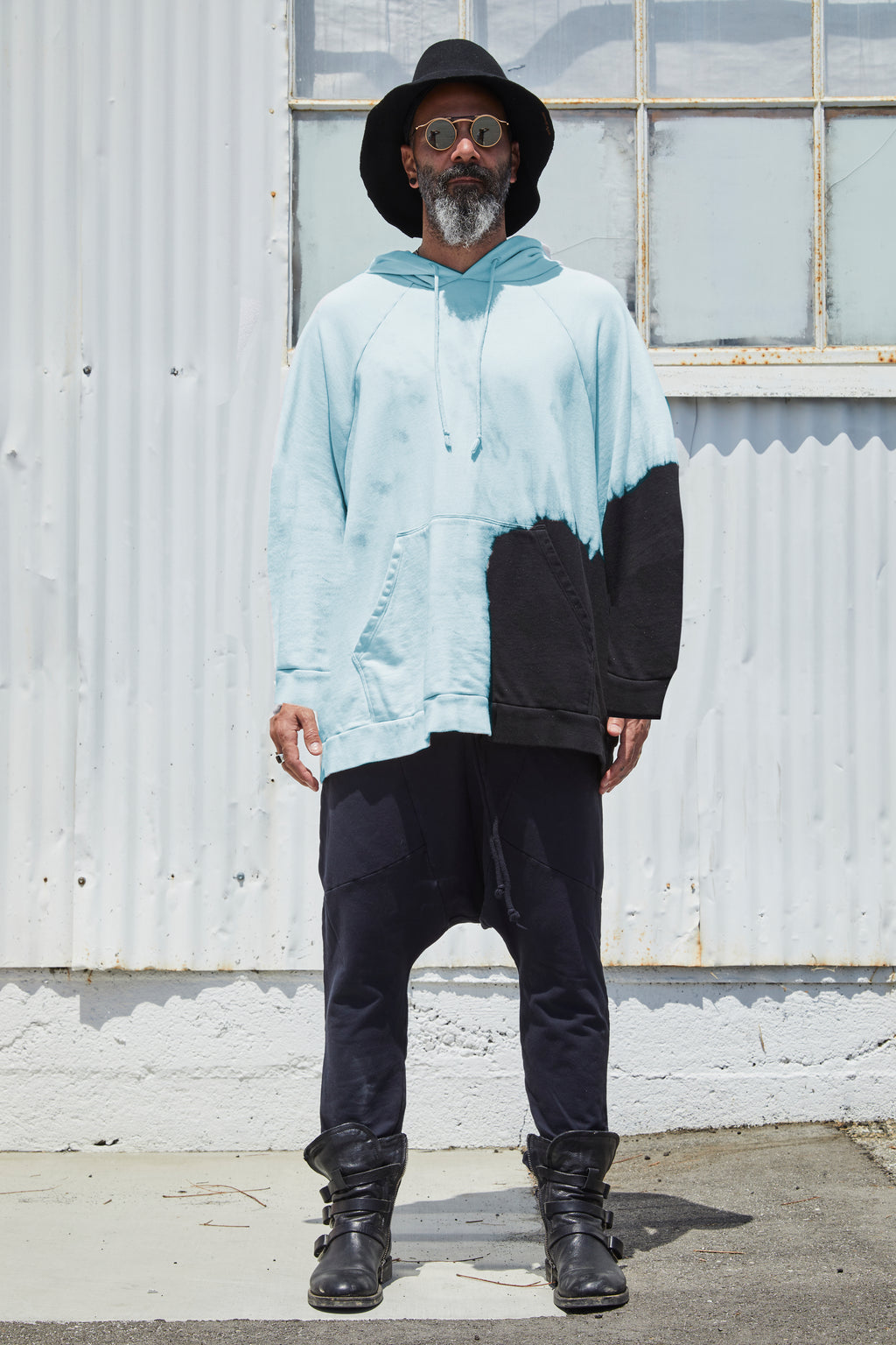 Square Dip Hoodie- Aqua