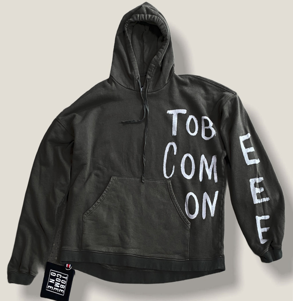 Hoodie with Bleach Writing- Black