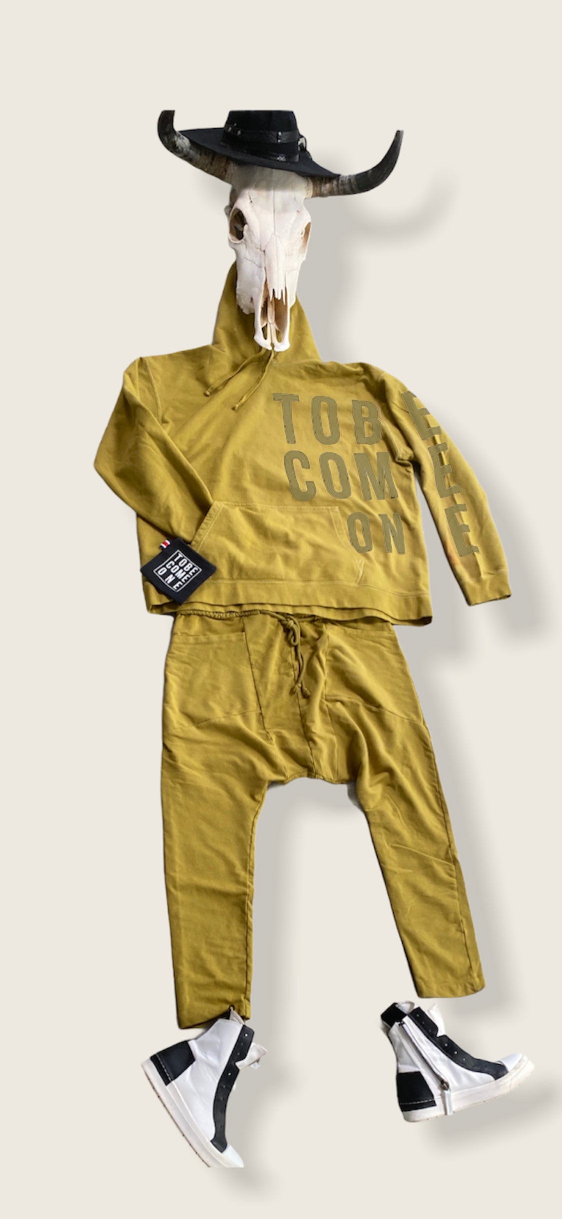 Hoodie- Light Tobecome print- Mustard – To Become One